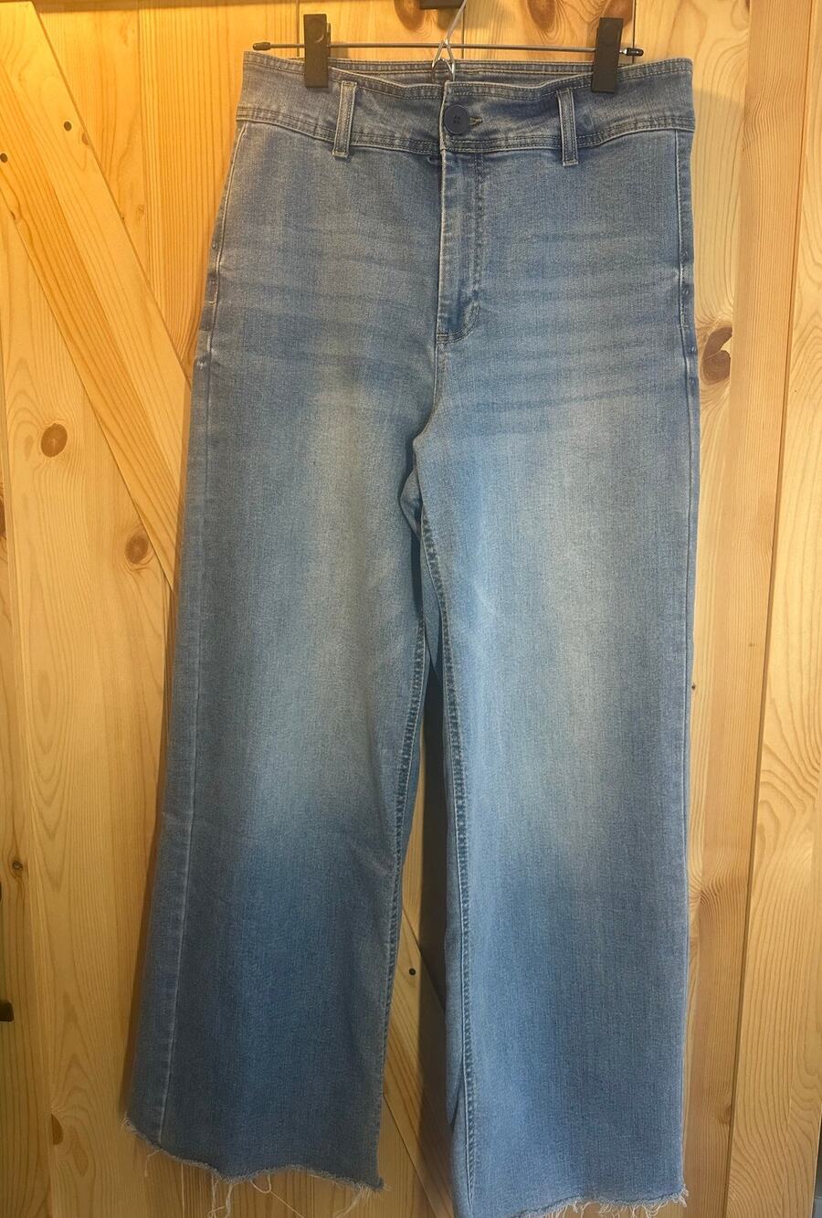 Oat New York High Rise Raw Hem Wide Leg Jeans - Size 8 / 29
